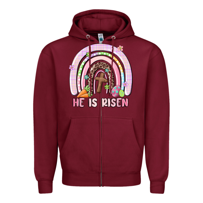 He Is Risen Easter Rainbow Zipper Hoodie by MaliasSmallBusiness | Teevron