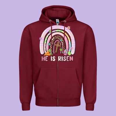 He Is Risen Easter Rainbow Zipper Hoodie Designed By Maliassmallbusiness