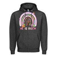 Charcoal Heather he is risen easter rainbow Zipper Hoodie - MaliasSmallBusiness