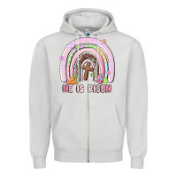 Dove Grey he is risen easter rainbow Zipper Hoodie - MaliasSmallBusiness