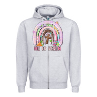 Heather Grey he is risen easter rainbow Zipper Hoodie - MaliasSmallBusiness