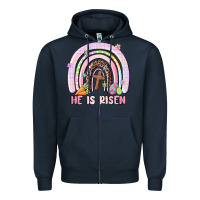 Navy he is risen easter rainbow Zipper Hoodie - MaliasSmallBusiness