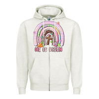 Oatmeal Heather he is risen easter rainbow Zipper Hoodie - MaliasSmallBusiness