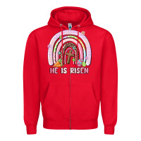 Red he is risen easter rainbow Zipper Hoodie - MaliasSmallBusiness