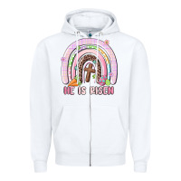 White he is risen easter rainbow Zipper Hoodie - MaliasSmallBusiness