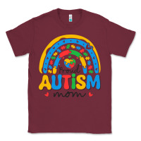 Burgundy proud autism mom rainbow Classic Tee - CowhideDigitalArt