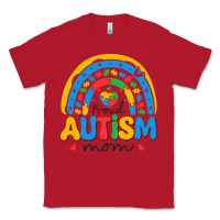 Red proud autism mom rainbow Classic Tee - CowhideDigitalArt