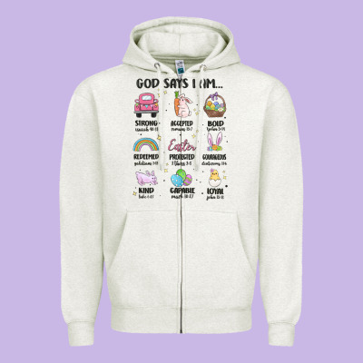 Christian Easter Zipper Hoodie Designed By Maliassmallbusiness