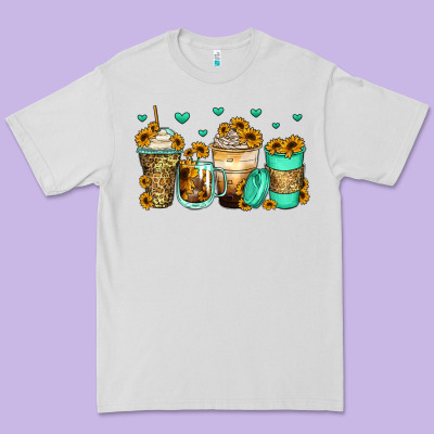 Sunflowers Coffee Cups Premium Tee Designed By Zillion Design Studio