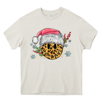 Cream leopard smiley face Heavy Core Tee - MaliasSmallBusiness