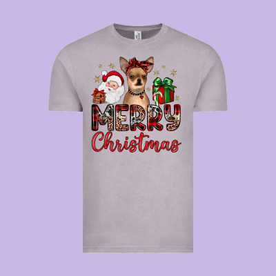 Merry Christmas Chihuahua Vintage Tee Designed By Jahusdesignshop