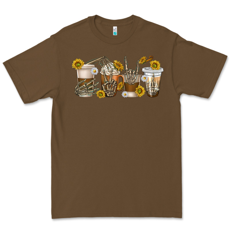 Skeleton Hands Coffee Cups Premium Tee by texasbilliewilder | Teevron