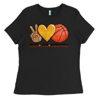 Black peace love basketball Ladies Tee - AdoDesignShop