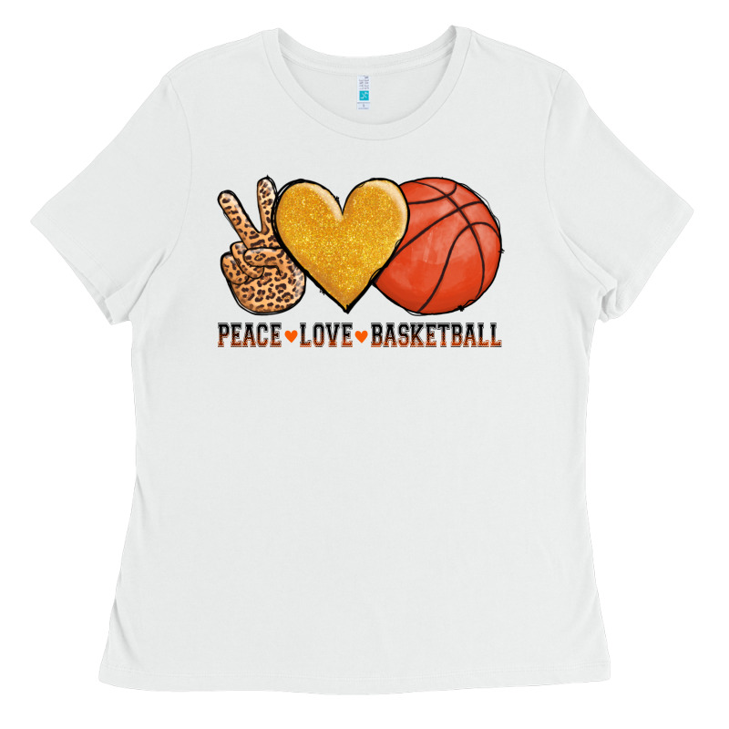 Peace Love Basketball Ladies Tee by AdoDesignShop | Teevron