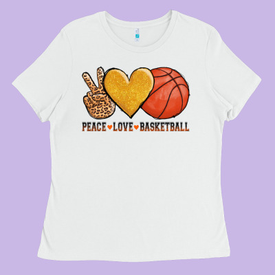 Peace Love Basketball Ladies Tee Designed By Adodesignshop