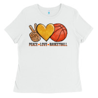 White peace love basketball Ladies Tee - AdoDesignShop