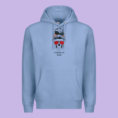 Glitter American Flag Patterned American Mom Skull Premium Hoodie Designed By Bettercallsaul