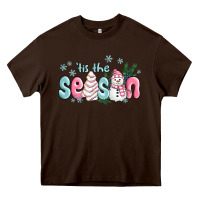 Tis The Season Snowman And Christmas Cake Heavy Core Tee | Teevron