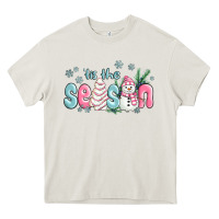 Cream tis the season snowman and christmas cake Heavy Core Tee - MaliasSmallBusiness