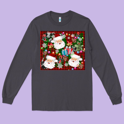 Santa Christmas Long Sleeve Tee Designed By Adodesignshop