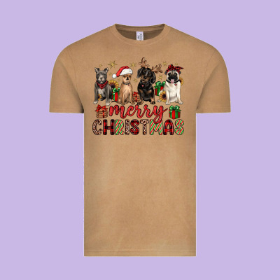 Merry Christmas Chihuahua Pitbull Pug Dachshund Vintage Tee Designed By Jahusdesignshop