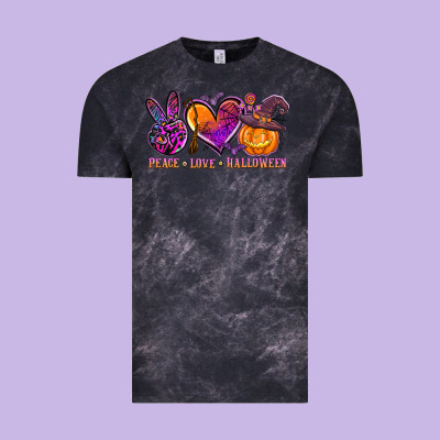 Peace Love Halloween Vintage Tee Designed By Adodesignshop