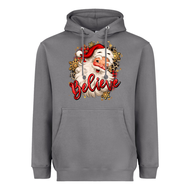 Believe Christmas Santa Claus Heavyweight Hoodie by MaliasSmallBusiness | Teevron