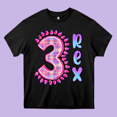 3 Rex Pink Dinosaur Heavy Core Tee Designed By Maliassmallbusiness