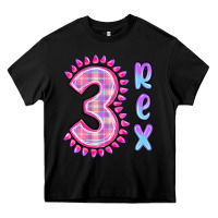 Black 3 rex pink dinosaur Heavy Core Tee - MaliasSmallBusiness