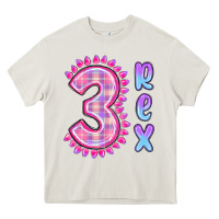 Cream 3 rex pink dinosaur Heavy Core Tee - MaliasSmallBusiness