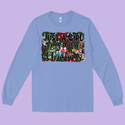 Just A Girl Who Loves Christmas Long Sleeve Tee Designed By Adodesignshop