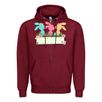 Burgundy easter bunny trio Zipper Hoodie - MaliasSmallBusiness