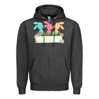 Charcoal Heather easter bunny trio Zipper Hoodie - MaliasSmallBusiness