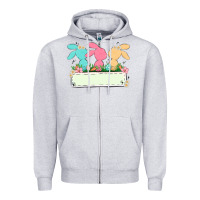 Heather Grey easter bunny trio Zipper Hoodie - MaliasSmallBusiness