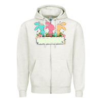 Oatmeal Heather easter bunny trio Zipper Hoodie - MaliasSmallBusiness