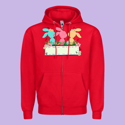 Easter Bunny Trio Zipper Hoodie Designed By Maliassmallbusiness