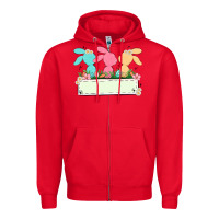 Red easter bunny trio Zipper Hoodie - MaliasSmallBusiness