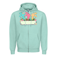 Seafoam easter bunny trio Zipper Hoodie - MaliasSmallBusiness