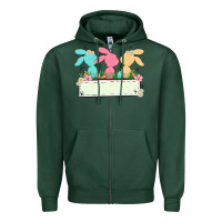 Sports Green easter bunny trio Zipper Hoodie - MaliasSmallBusiness