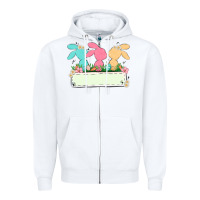 White easter bunny trio Zipper Hoodie - MaliasSmallBusiness