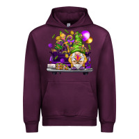 Mauve Wine Mardi Gras gnome on the truck Urban Hoodie - HowdyJamesFarm