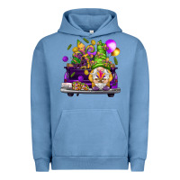 Pigment Pebble Blue Mardi Gras gnome on the truck Urban Hoodie - HowdyJamesFarm