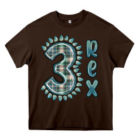 Chocolate Brown 3 rex green dinosaur Heavy Core Tee - MaliasSmallBusiness