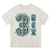 Cream 3 rex green dinosaur Heavy Core Tee - MaliasSmallBusiness
