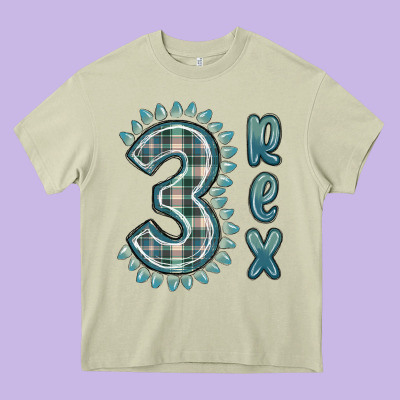 3 Rex Green Dinosaur Heavy Core Tee Designed By Maliassmallbusiness