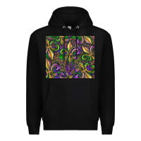 Black mardi gras fleur de lis Premium Hoodie - RanaPortraitStore