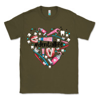 Army Green dental life element heart Classic Tee - AdoDesignShop