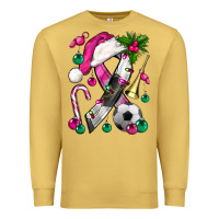 Antique Gold Pink Christmas Breast Cancer Ribbon Soccer Premium Sweatshirt - BundleAndBundleShop