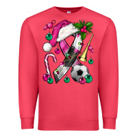 Cardinal Pink Christmas Breast Cancer Ribbon Soccer Premium Sweatshirt - BundleAndBundleShop