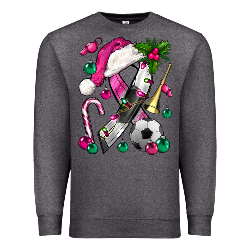 Pink Christmas Breast Cancer Ribbon Soccer Premium Sweatshirt by BundleAndBundleShop | Teevron